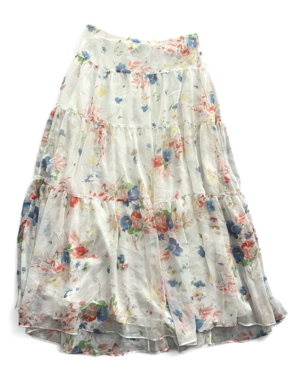 Ralph Lauren Cream Floral Tiered Maxi Skirt size 6 - Picture 2 of 5